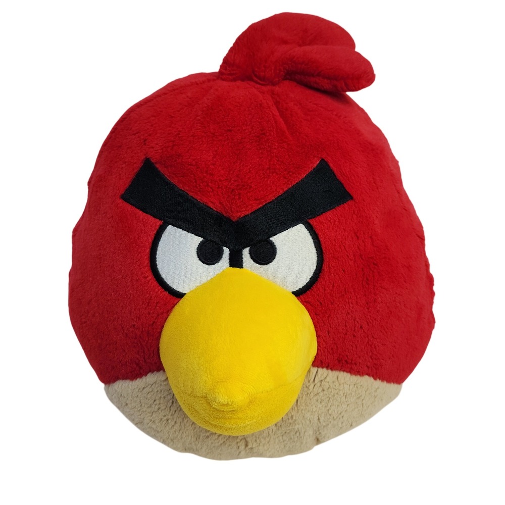 Angry Birds Red Bird Plush‎ Stuffed Animal Toy 8 Inch Round Red Yellow Black